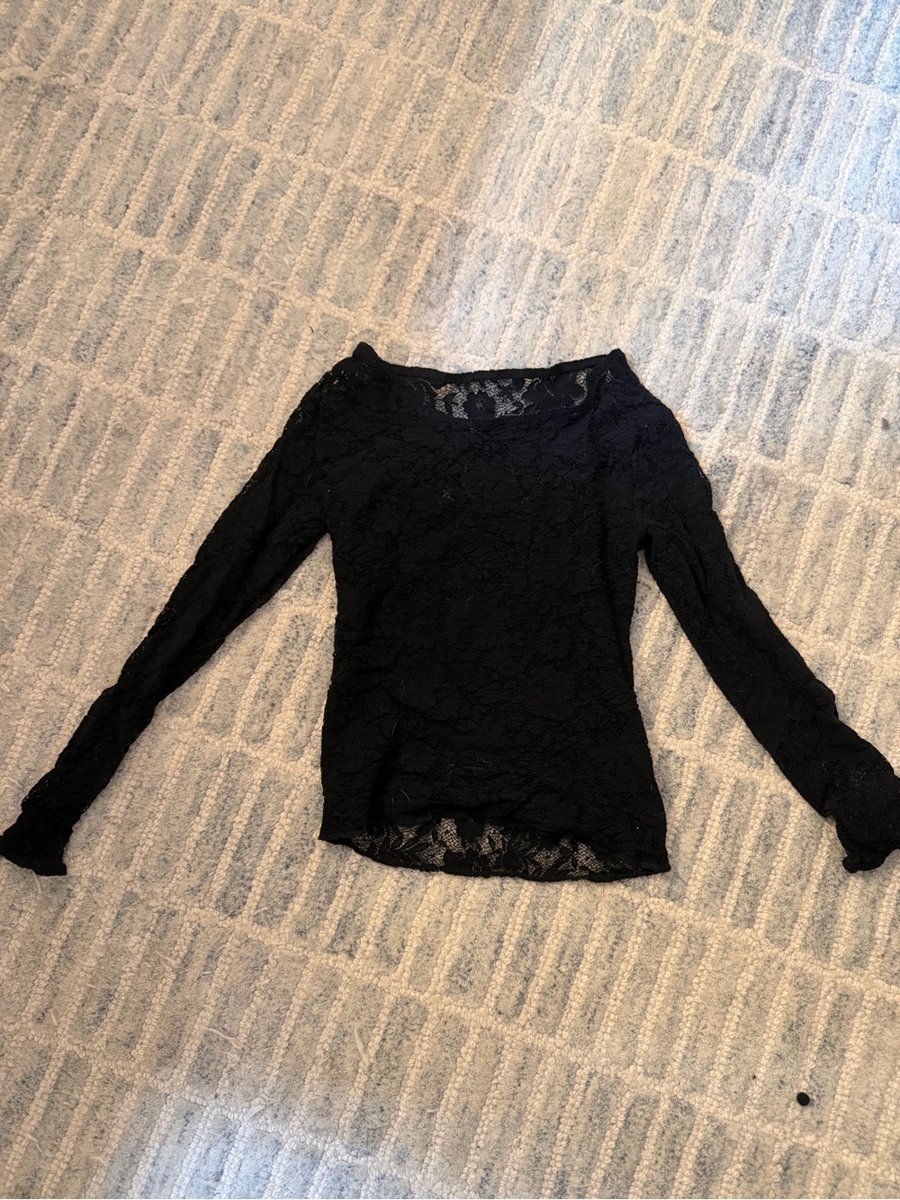 Vintage 90s Gimme Fever U.S.A. Black Lace Long Sleeve Top | Grunge Y2K